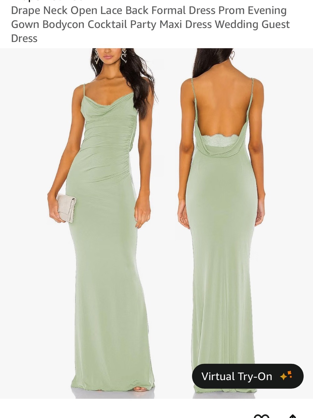 Sage Green Draped Cowl Back Maxi Dress